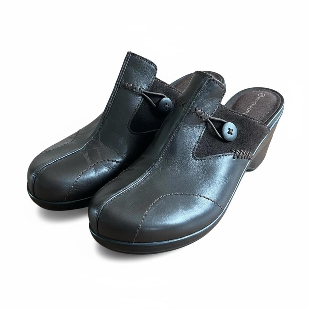 Rockport Adiprene Leather Suede Clogs Size 10 Women’s Comfort Slip On